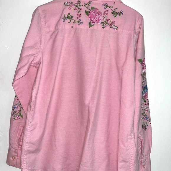QUACKER FACTORY LS Pink Embroidered Shirt,SM Ladies, Garden Grandmacore Cottage - Picture 3 of 11